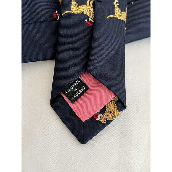 Ben Silver Handmade Christmas Dog Tie Navy, Dog w/Red Santa Hat EUC Retail $165 - Picture 4 of 5